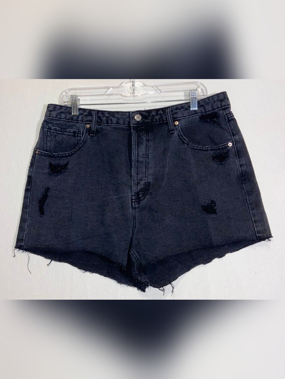 Classic High-Waist Black Denim Shorts